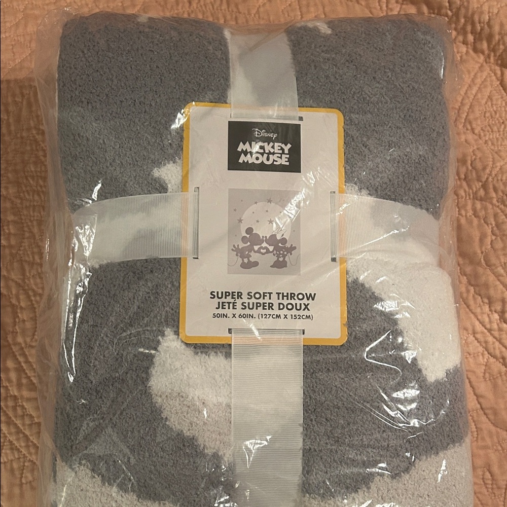 Disney Mickey Mouse Gray and White Throw Blanket